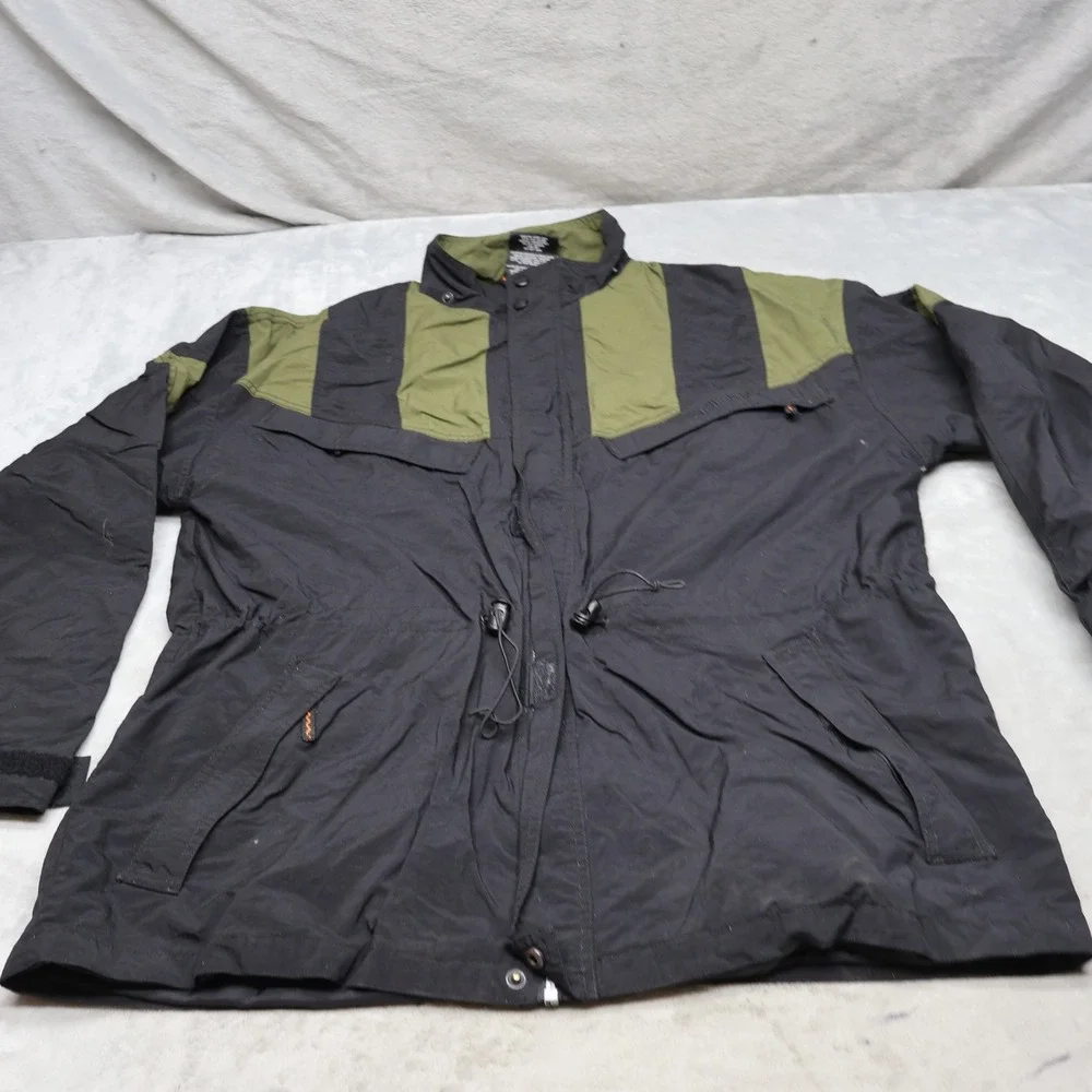 Adidas Jacket Mens Large Black Striped Light Full Zip Wind Rain Parka VTG 90s